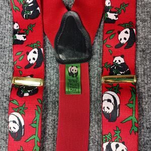 World Wildlife Fund Suspenders Red Panda Elastic Button End Braces‎ Leather
